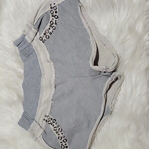 Cyn By Cynthia Mehra Women's M Gray Micro Athletic Shorts Embellished Pockets